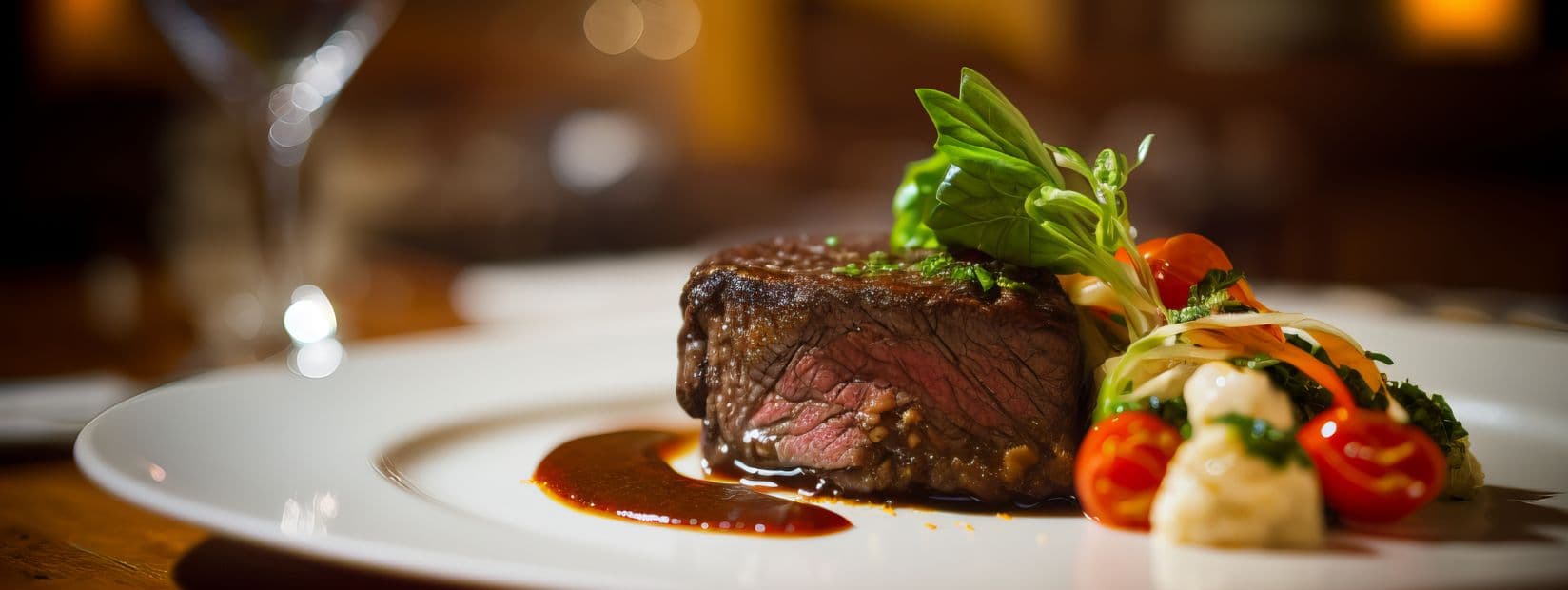 Steak dinner at restaurant